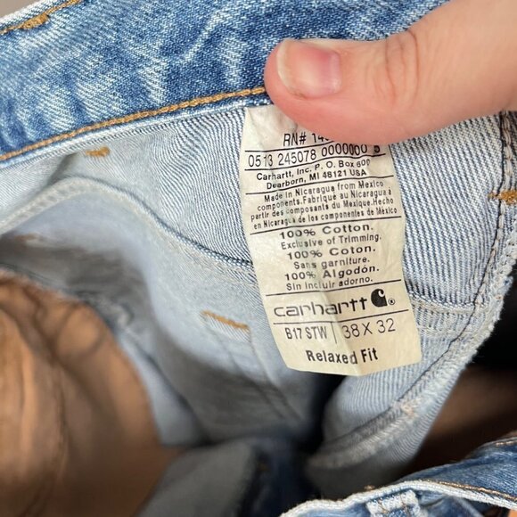 Carhartt Relaxed Fit Stonewashed Denim Jeans- Size 38 x 32 - Picture 3 of 5